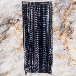 Blue Tie Dyed Split Front Skirt